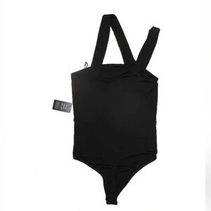 Express | Black Asymmetrical Strappy Bodysuit Size S Small - NWT